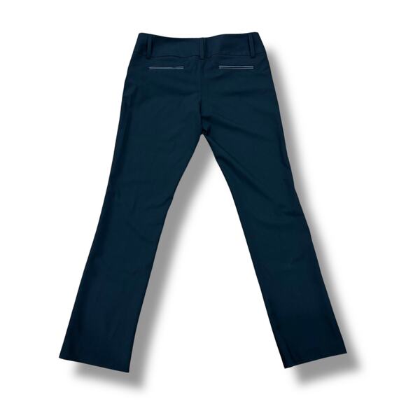 Alice + Olivia Size 12 Black Lightweight Wool Leather Trim Pants Trousers - Picture 6 of 6